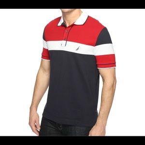 NWT Nautica Blue. Red and White Short sleeves Polo